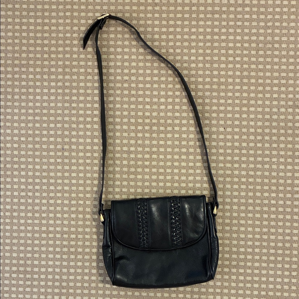 Vintage Black Leather Shoulder Bag